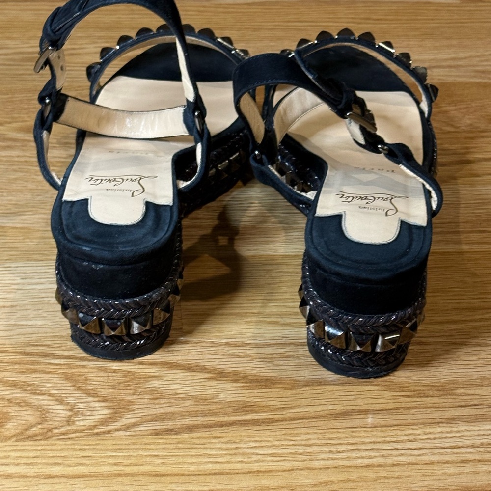 Christian Louboutin Cataclou Black Suede Studded Sandal Size 40 - Picture 7 of 9